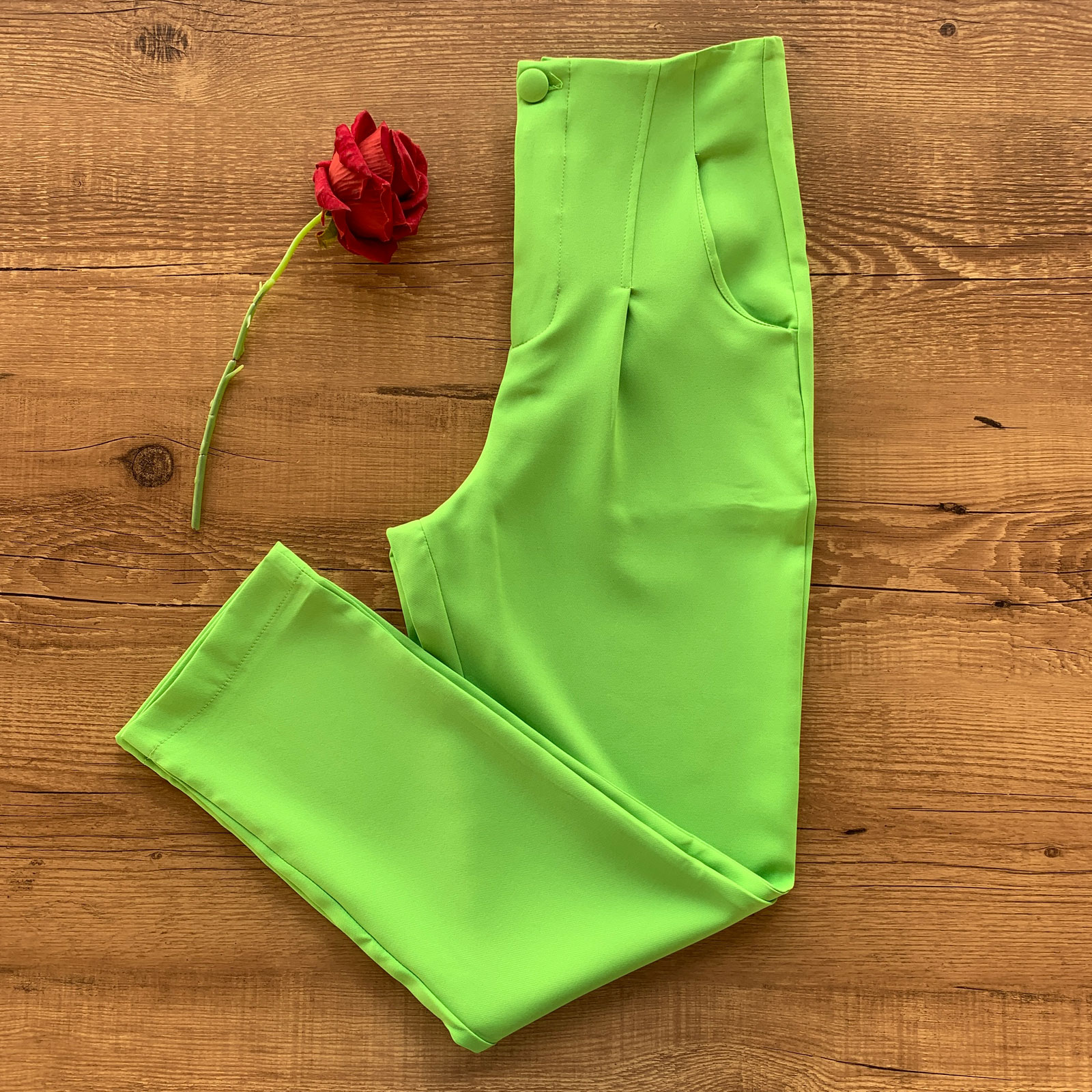 Cal A Alfaiataria Slim Detalhe Pences Verde Lim O Dondoca Moda Feminina