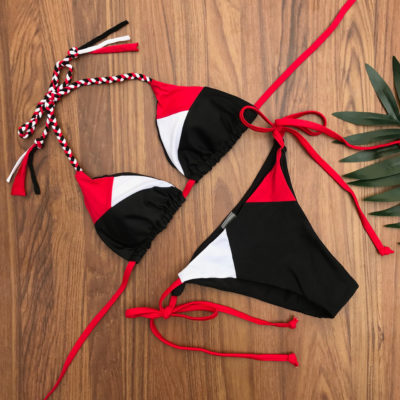 BIQUÍNI TRICOLOR ALÇA TRANÇADA