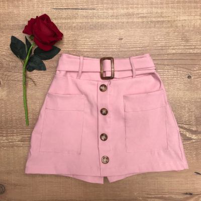 SHORT SAIA BENGALINE BOTÕES ROSE