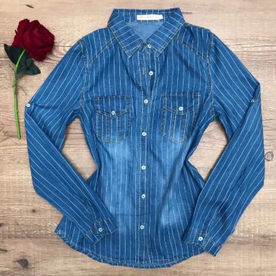 camisa jeans listrada