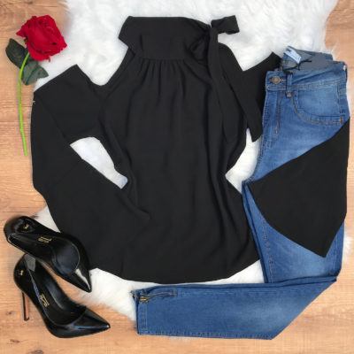 BLUSA COM AMARRAÇÃO MANGA LONGA