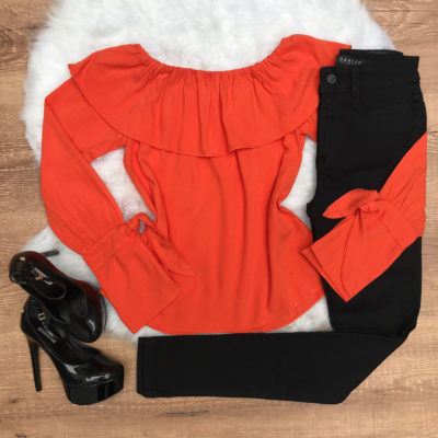 BLUSA CIGANINHA DETALHE MANGA LARANJA