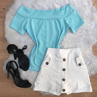 BLUSA CANELADA OMBRO A OMBRO AZUL BEBÊ