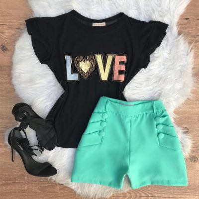 T-SHIRT MANGUINHA BABADO