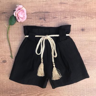 SHORT BENGALINE COM CINTO TASSEL PRETO