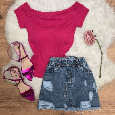 BLUSA CANELADA COM BOJO PINK