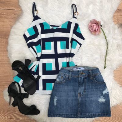 REGATA ESTAMPADA ARGOLA ALÇA AZUL