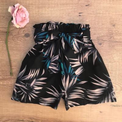 SHORT CREPE ESTAMPADO - PRETO