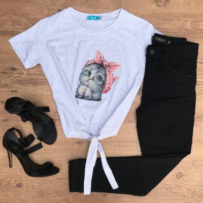 CROPPED GATINHO DETALHE PÉROLAS CINZA