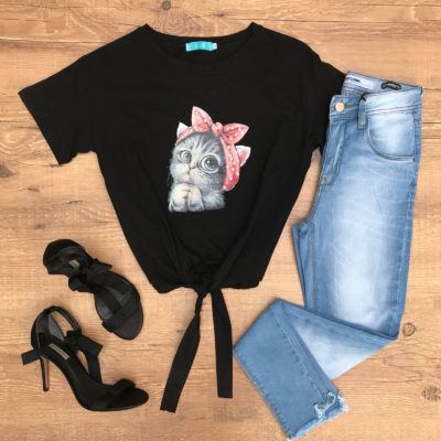 CROPPED GATINHO DETALHE PÉROLAS PRETO