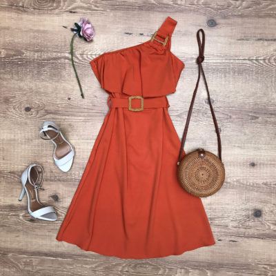 VESTIDO MIDI UM OMBRO SÓ