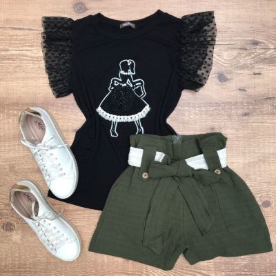 T-SHIRT APLICAÇÃO EM TRICÔ BABADOS