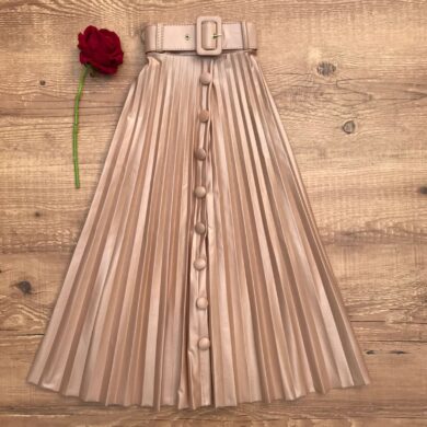 saia midi plissada nude