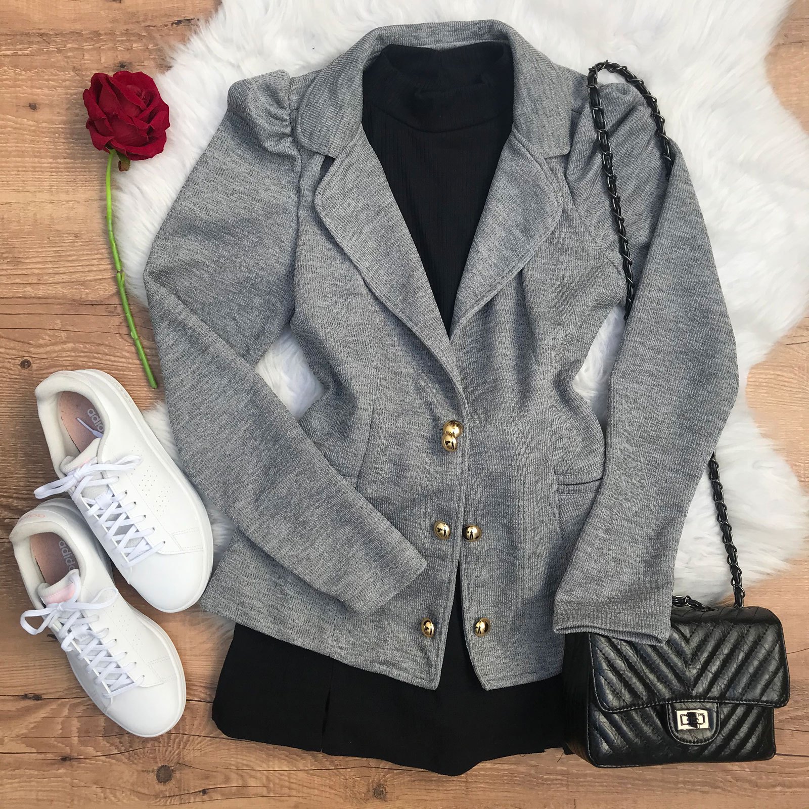 BLAZER PRINCESA LANZINHA COM BOTÕES CINZA - Dondoca Moda Feminina ...