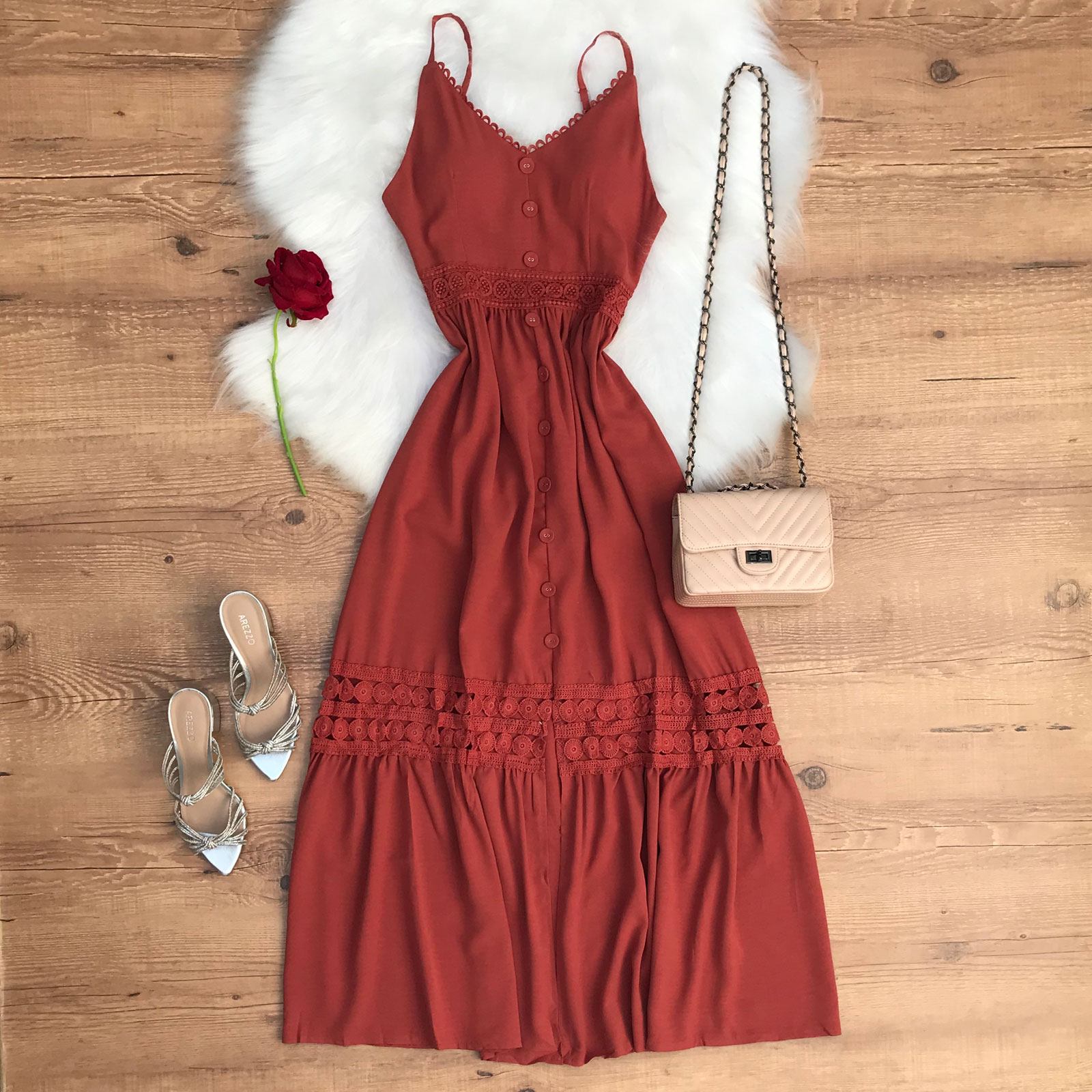 Vestido vermelho fashion carmim