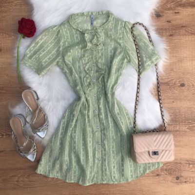 VESTIDO CHIFFON DETALHADO BOTÕES