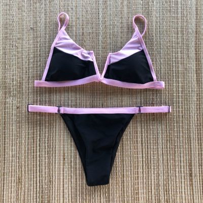 Bíquini Aro V - Preto com Rosa