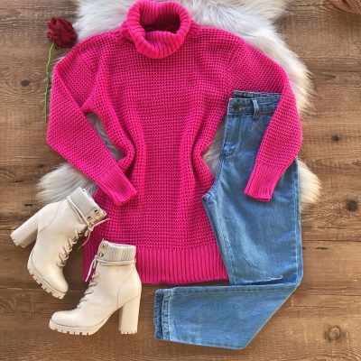BLUSA TRICO PREMIUM ALONGADA GOLA BOBA PINK