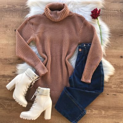 BLUSA TRICO PREMIUM ALONGADA GOLA BOBA NUDE
