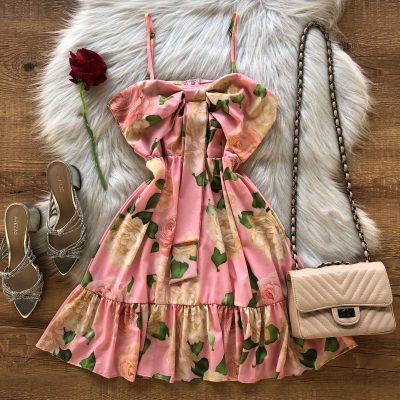 VESTIDO FLORAL BABADOS
