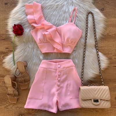 CONJUNTO ALFAIATARIA CROPPED ALÇA BABADOS