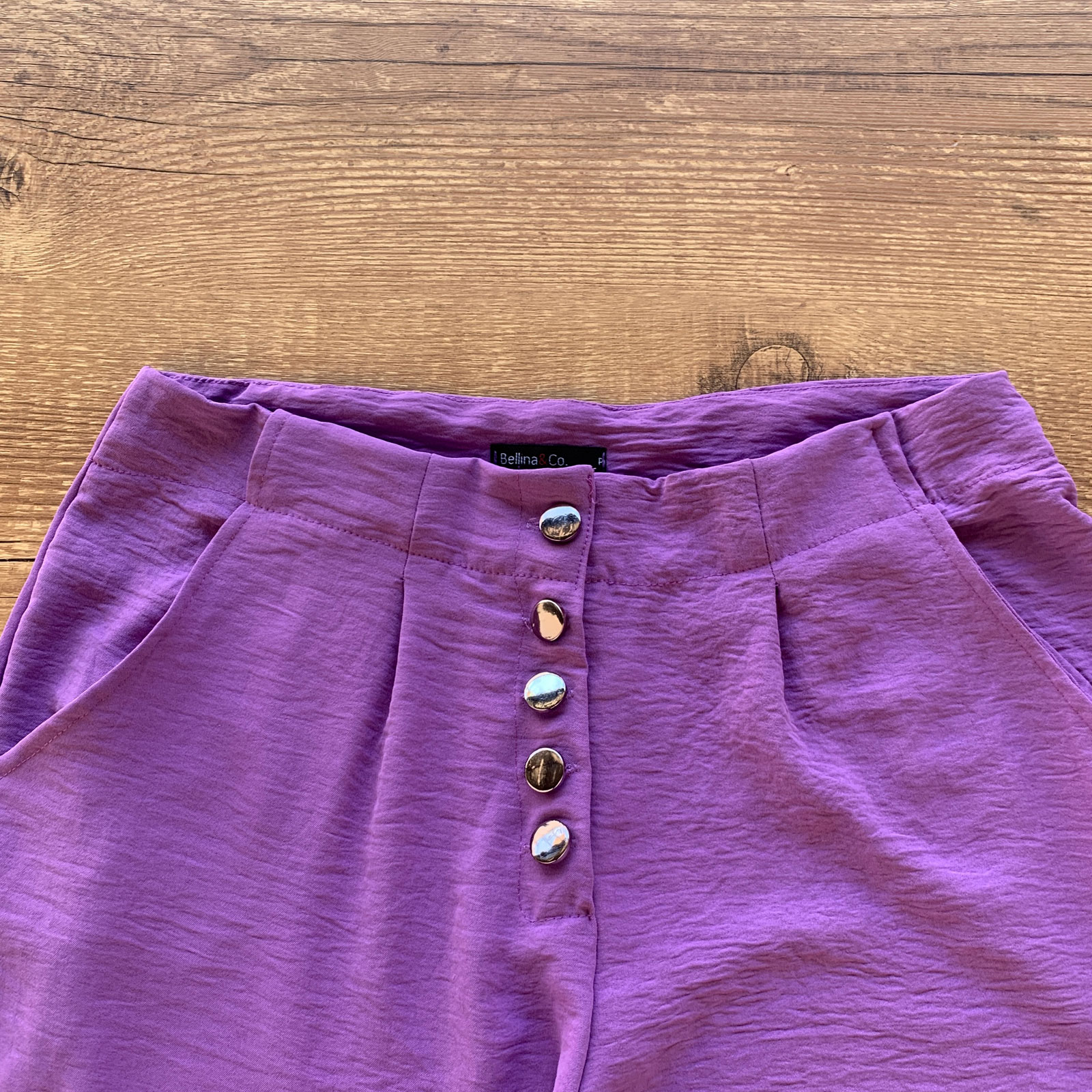 Conjunto Air Flow Cropped Babados e Calça Botões Roxinho