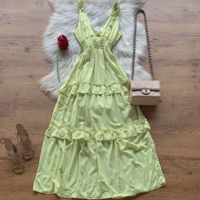 VESTIDO LONGO CINTURA DRAPEADA