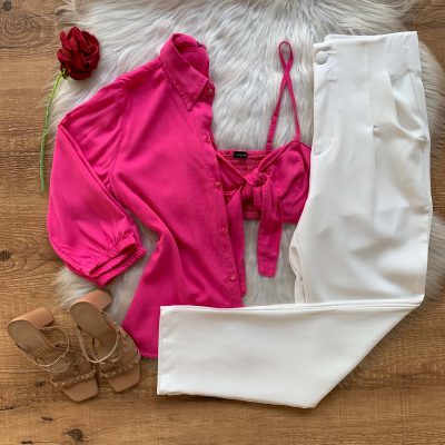 CONJUNTO VISCOLINHO CROPPED NÓZINHO E CAMISA