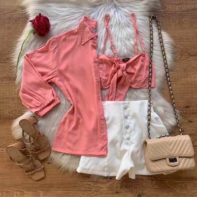 CONJUNTO VISCOLINHO CROPPED NÓZINHO E CAMISA