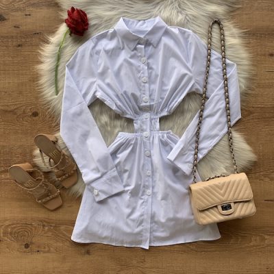 VESTIDO CHAMISE ABERTURA NA CINTURA OFF