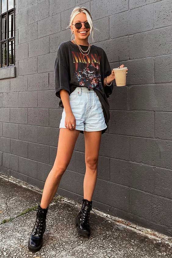 como usar tshirt com short jeans