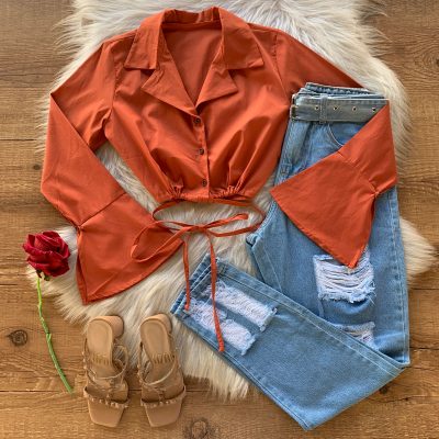 CROPPED GOLINHA MANGA FLARE