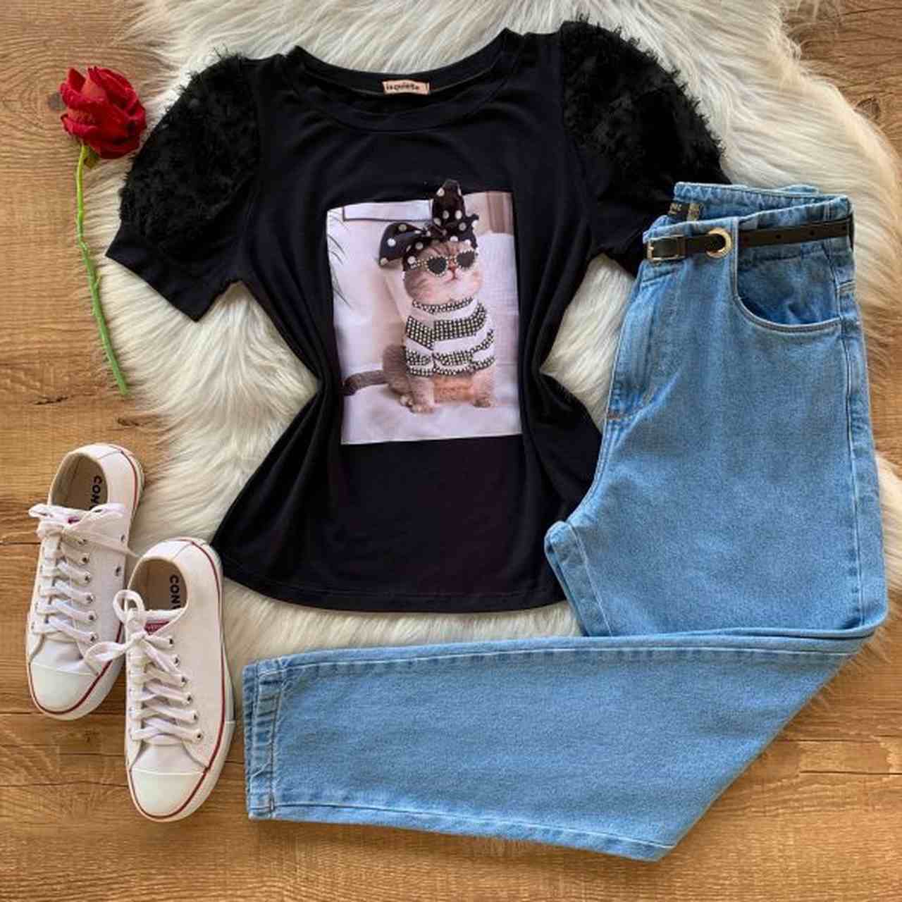 looks com calca jeans camiseta