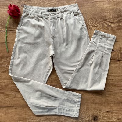 Calça Mom Sarja Color Bege