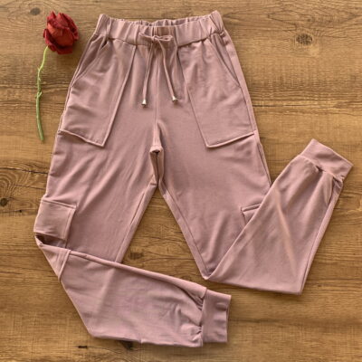 CALÇA CARGO MOLETINHO ROSÊ