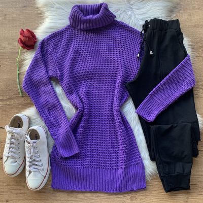BLUSA TRICO PREMIUM ALONGADA GOLA BOBA UVA 2.0