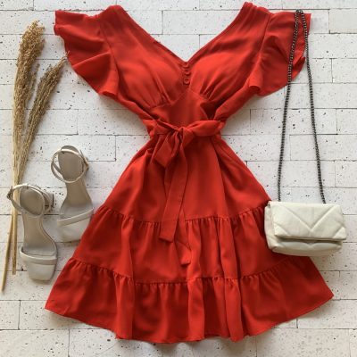 VESTIDO MANGA BABADOS