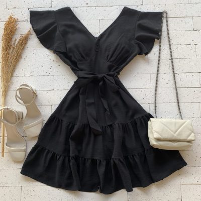 VESTIDO MANGA BABADOS