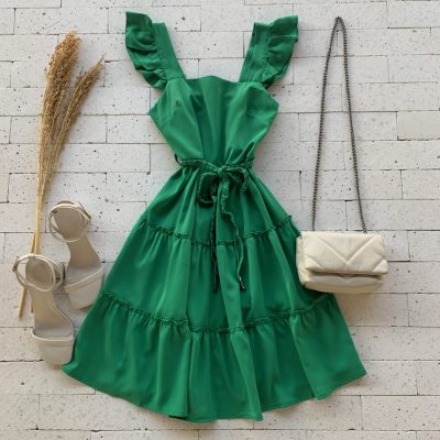 VESTIDO CAMADAS E ALÇA BABADOS