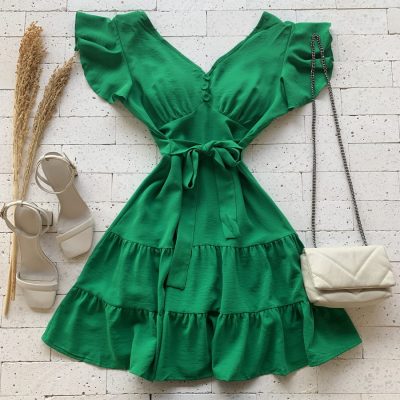VESTIDO MANGA BABADOS