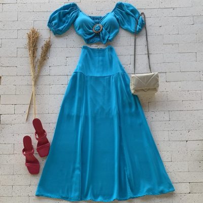 CONJUNTO SAIA LONGA E CROPPED