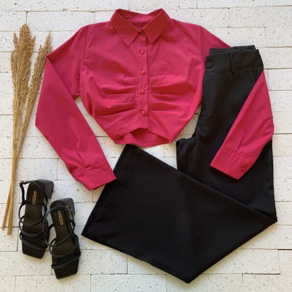 CAMISA CROPPED PREGAS LUXO PINK