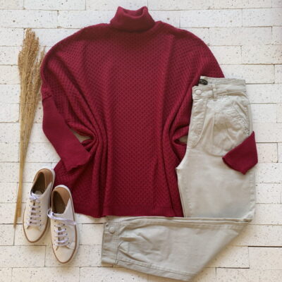 PONCHO TRICO PREMIUM DETALHADO GOLA ALTA MAGENTA