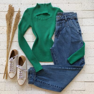 CROPPED MODAL PREMIUM CANELADO ABERTURA NO DECOTE VERDE