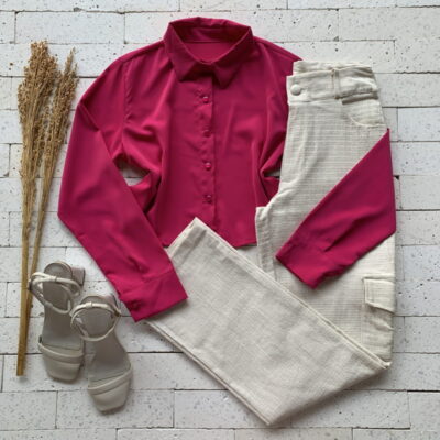 CROPPED CAMISA LISA BÁSIC PINK