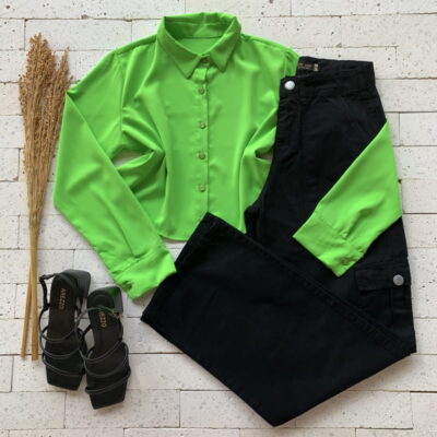 CROPPED CAMISA LISA BÁSIC VERDE LIMÃO