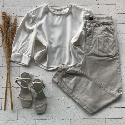 Cropped Manga Princesa Botões Off