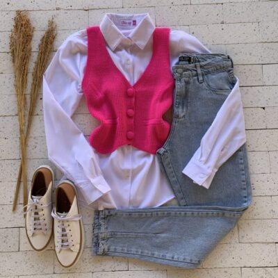 Colete Trico Curto Luxo Pink 2.0