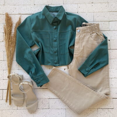 Jaqueta Cotton Curta Luxo Verde