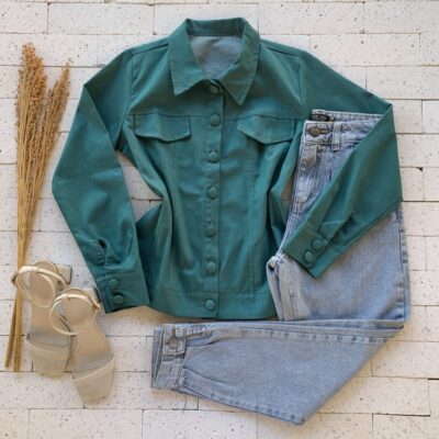 Jaqueta Cotton Bolso Fake Premium Verde